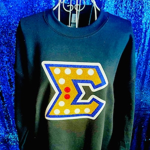 Sigma Gamma Rho Glitter/Non-Glitter “Sigma” Black Sweatshirt (Optional- Personalization)