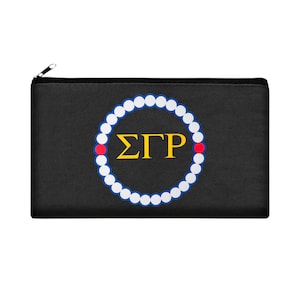 Sigma Gamma Rho Glitter “Lightweight” Pouch with Pearls and Rubies (Optional Personalization)