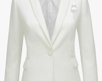 Delta Sigma Theta Embroidery Blazer in  Uninterrupted All-White
