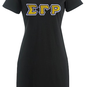 Sigma Gamma Rho Glitter/Non-Glitter V-Neck T-Shirt Dress (Optional-Personalization)