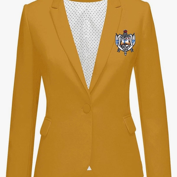 Sigma Gamma Rho Embroidery Jacket (Blazer) in Gold (This jacket tends to run small please size up if needed)