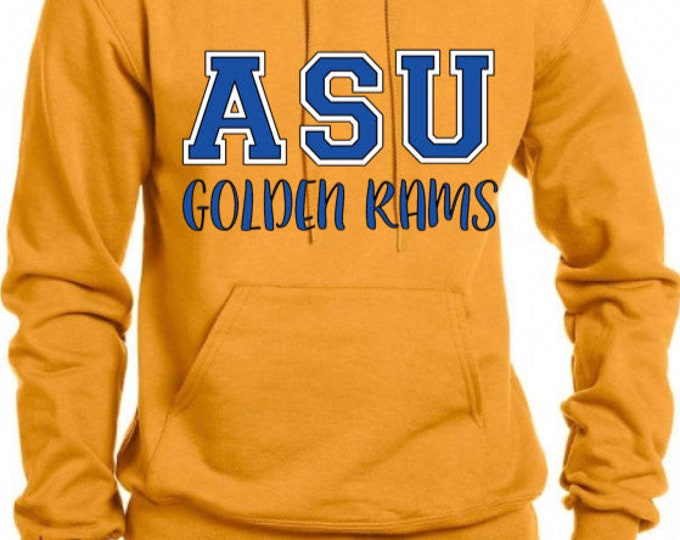 Featured listing image: ASU (Albany State University) Hoodie Sweatshirt-Unisex in Gold (Optional- Personalization)