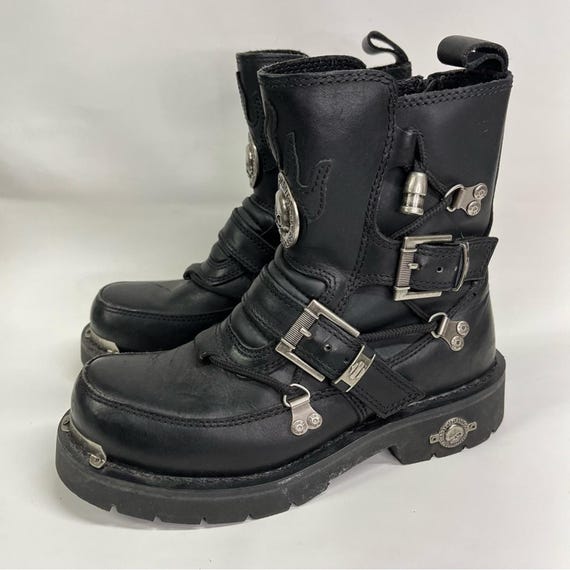 Vtg RARE 9 Harley Davidson Black Leather Detailed With 