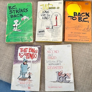 Lot of 5 BC Wizard of ID Comic Strip Paperbacks by Johnny Hart, Copyright 1970s