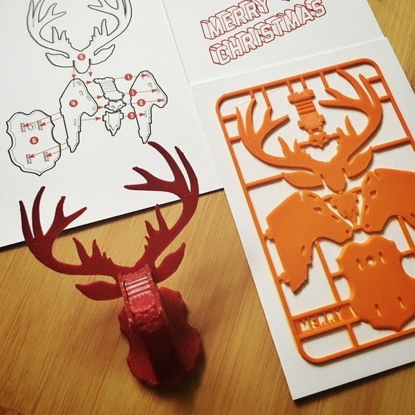 Christmas Reindeer 3 print stl file kit card xmas holiday toy decoration decor