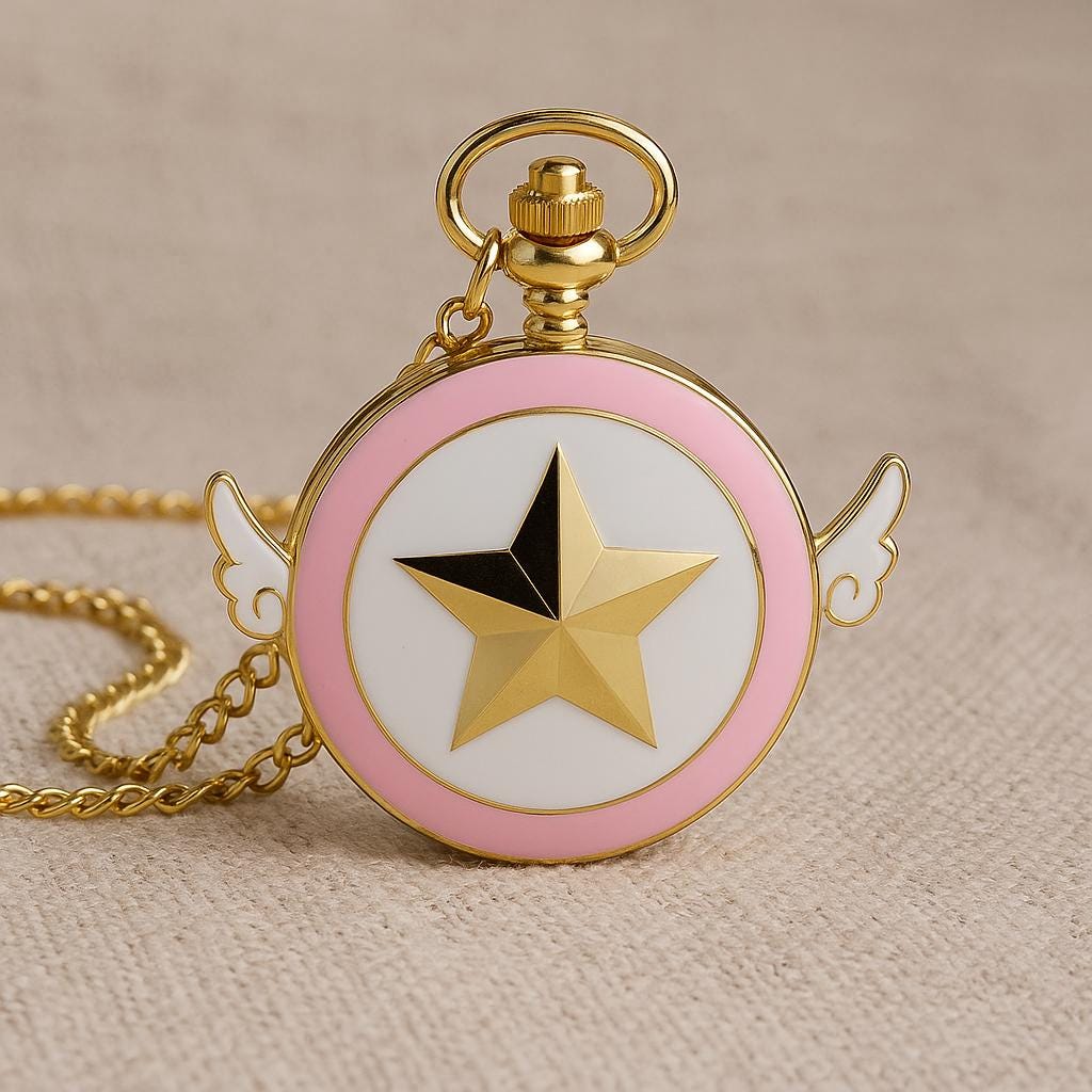 Sailor Moon Pocket Watch Necklace: Anime Star Pendant, Cosplay Jewelry