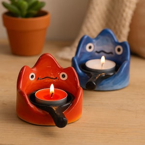 Calcifer Candle Holder – Ghibli Inspired Flame Decor | Howl’s Moving Castle Anime Gift | Cozy Resin Tealight Ornament