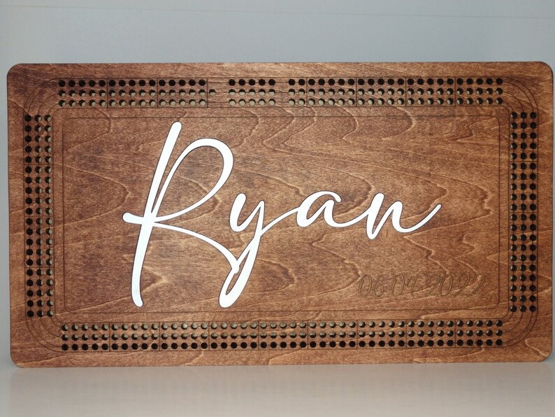 Personalized Cribbage Board Custom Last Name Cribbage Board Gift Box