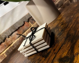 Set of 4 Stone Coasters in Torano Design