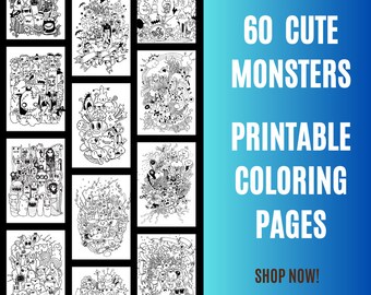 60-page Cute Monsters Coloring Book: Unleash Your Creativity!