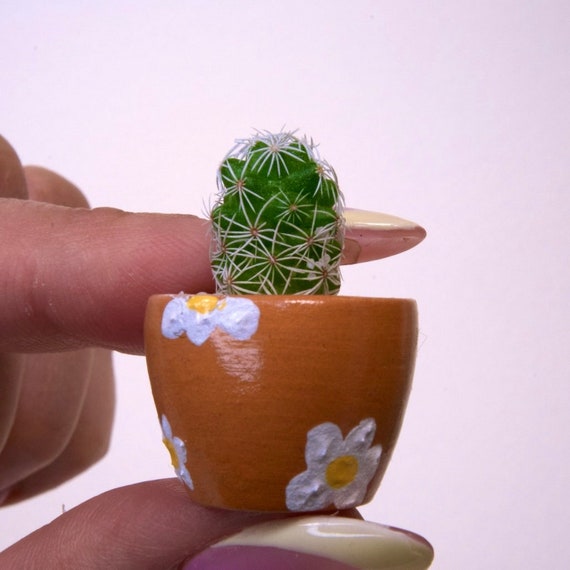 LITTLE PRICKS - Micro Mini Cactus - Spring Collection (Teracotta), DIY Cactus Kits, Hand-Painted Pot, Live Plant