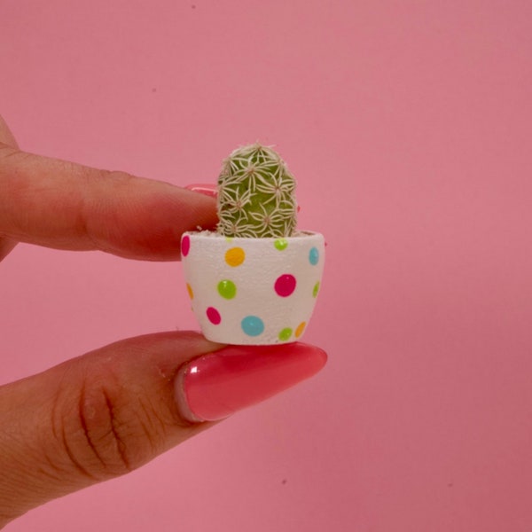 LITTLE PRICKS - Micro Mini Cactus - White Polka Dot