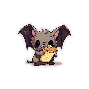 Bat Eating Burrito Stickers | Funny Animal Vinyl Decals for Laptops, Journals, and Water Bottles | Cute and Quirky Gift for Bat Lovers