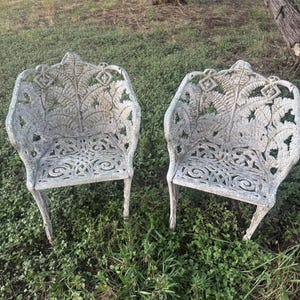 Fern and Blackberry antique cast aluminum set of 2 chairs