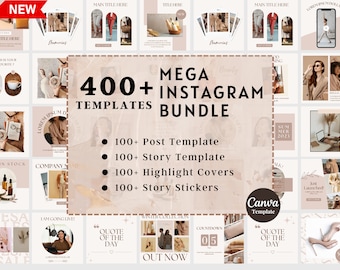 Pacote de modelos neutros para Instagram no Canva: Posts e Stories para Redes Sociais