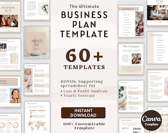Small Business Plan Printable Template, Editable Business Plan, Minimal Business Plan, Startup Business Plan Workbook, Canva Template