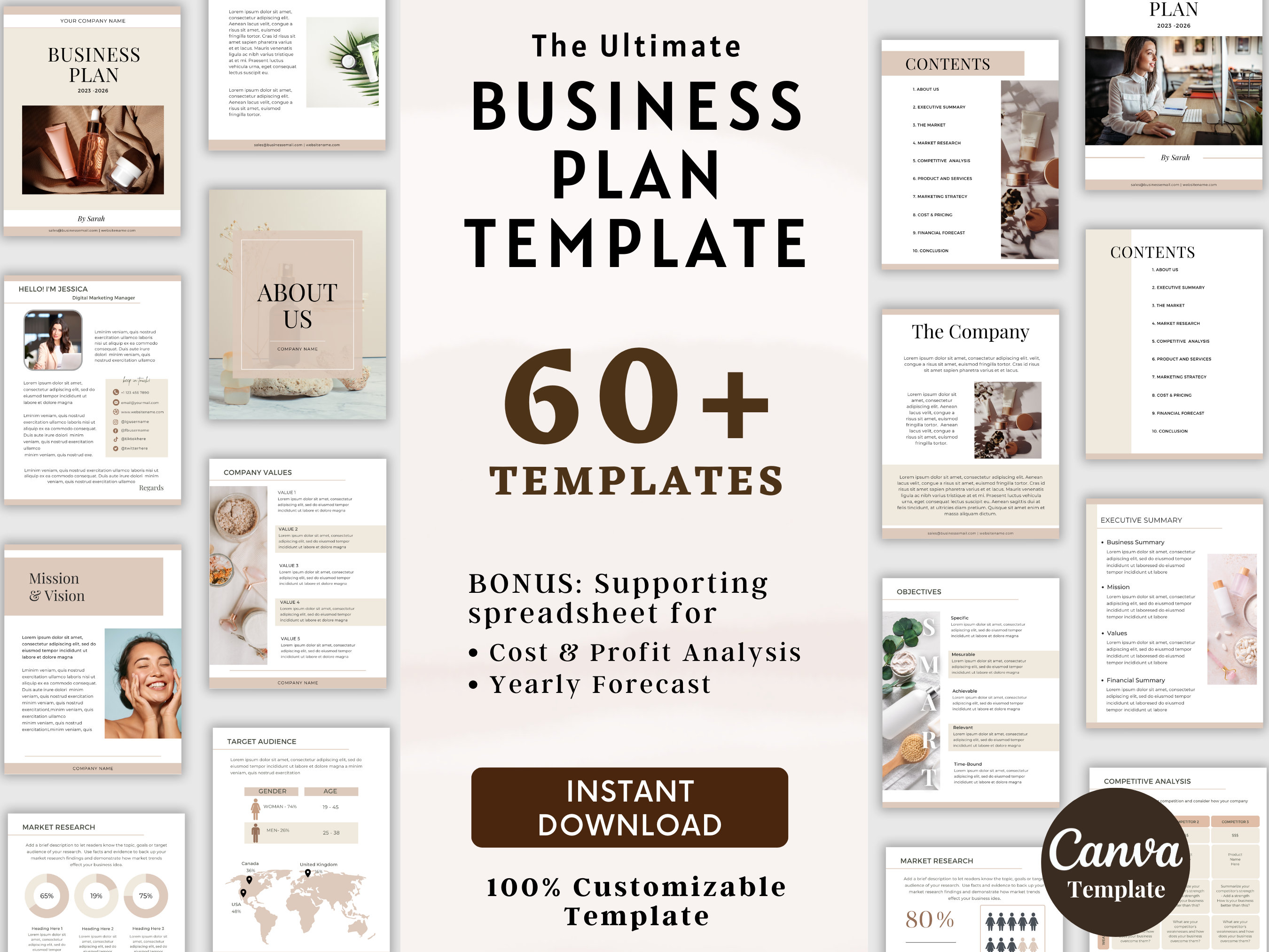 Small Business Plan Printable Template, Editable Business Plan, Minimal ...