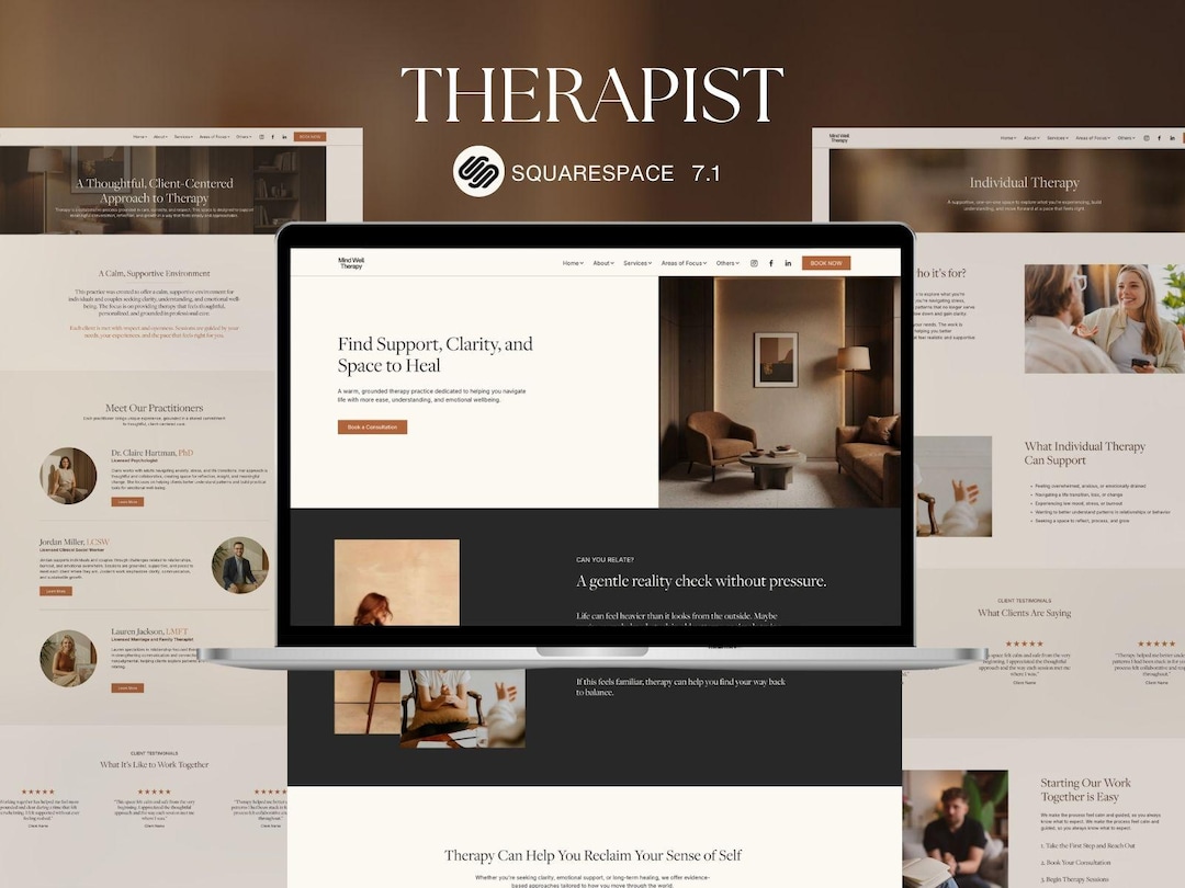 Squarespace Template for Therapist & Counselor | Warm Minimal ...