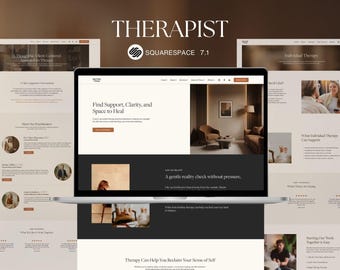 Squarespace Template for Therapist & Counselor | Warm Minimal Counseling Website | Psychology, Somatic Therapy, Private Practice Web Design