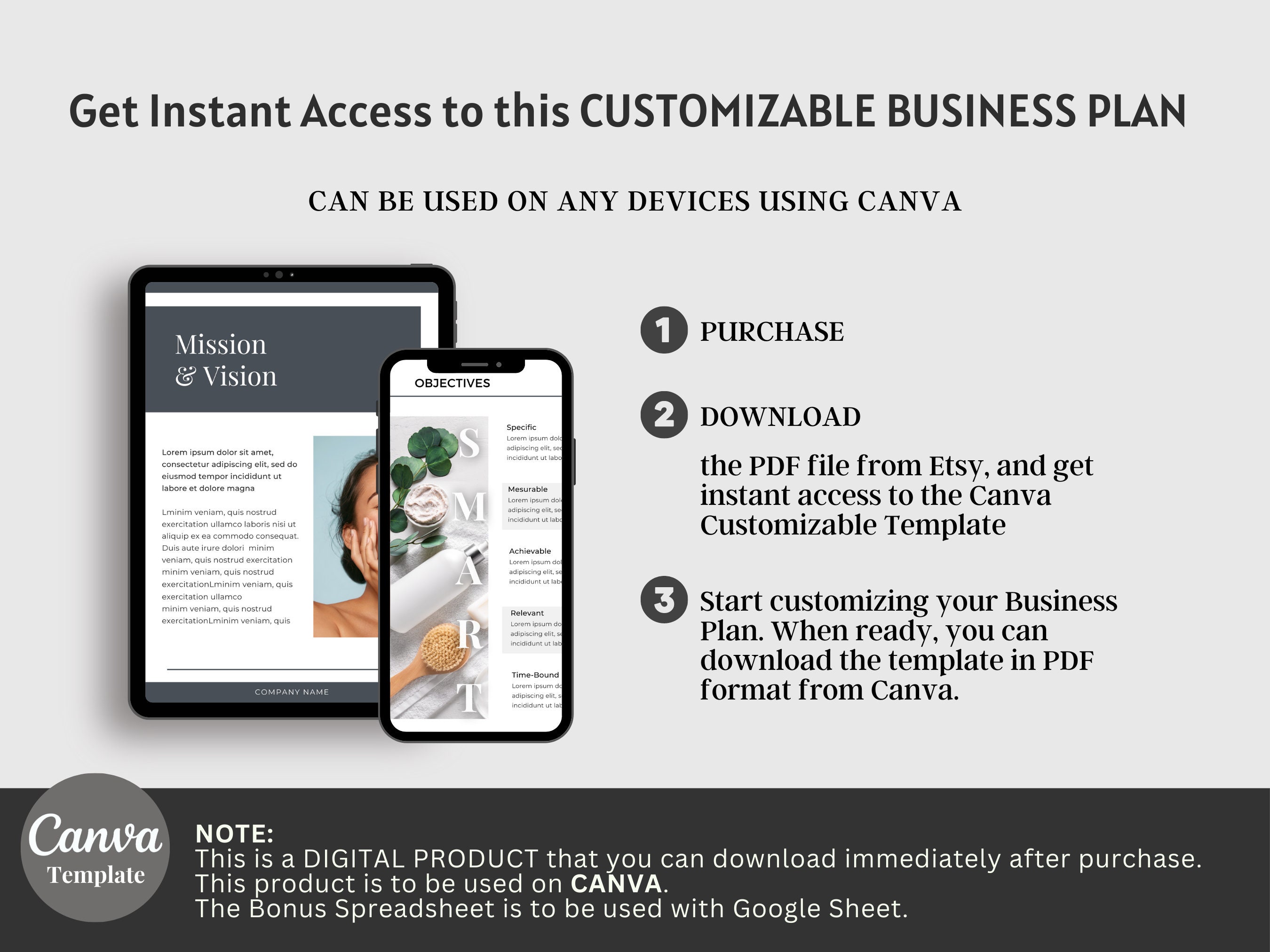 Small Business Plan Printable Template, Editable Business Plan, Startup ...