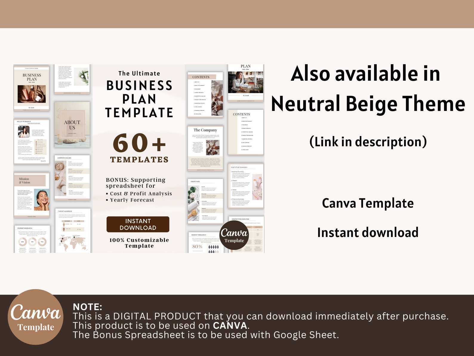 Small Business Plan Printable Template, Editable Business Plan, Startup ...