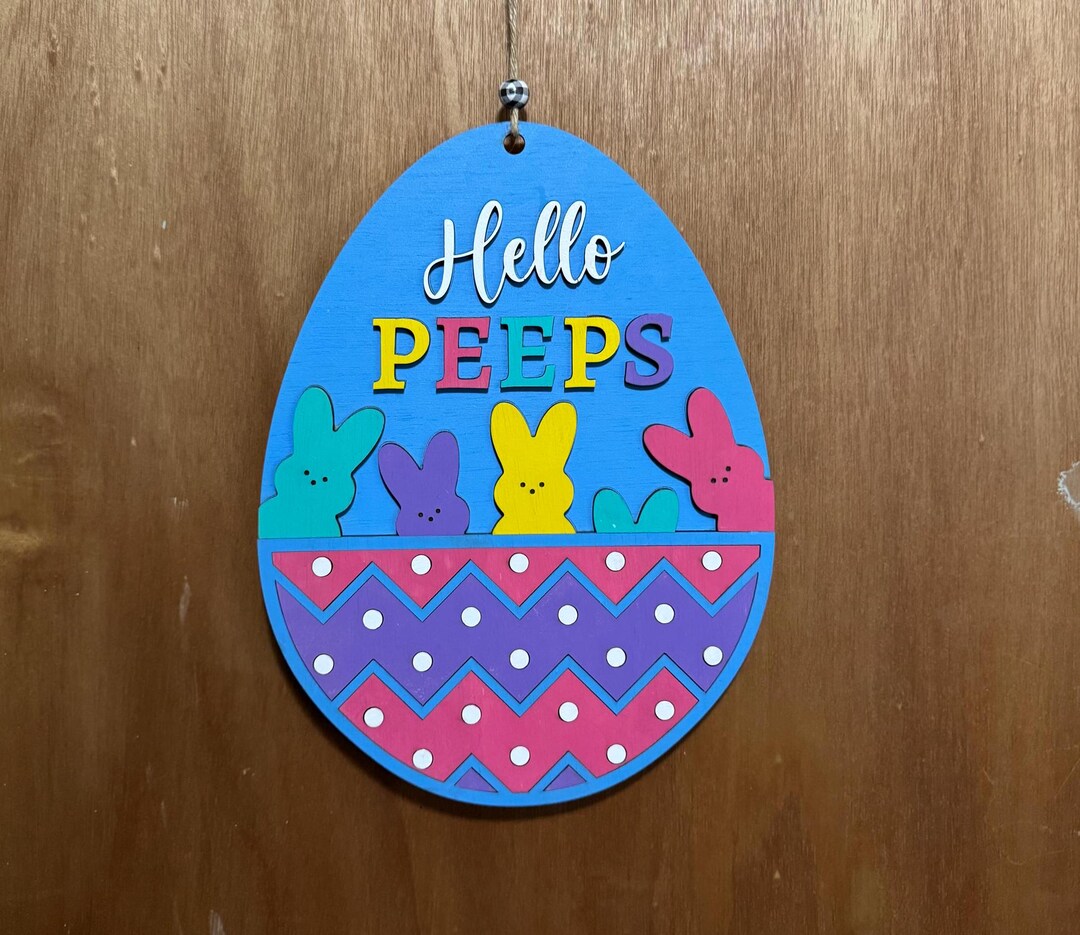 Peeps Sign Hello Easter Peeps Wood Door Sign, Digital File, SVG, PNG, Download ...