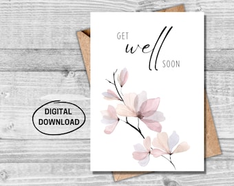 Get Well Soon Card, Get Well Soon, Floral Printable Card