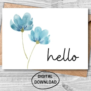 Hallo druckbare Karte, druckbare Grußkarte, Grußkarte druckbar, Hallo Karte, digitaler Download Karte, digital druckbare Karte