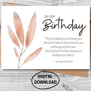Birthday Printable Card, Christian Verse Card, Bible Verse Printable Card, Religious Birthday Card, Christian Birthday Card for Her