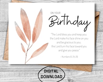 Birthday Printable Card, Christian Verse Card, Bible Verse Printable Card, Religious Birthday Card, Christian Birthday Card for Her