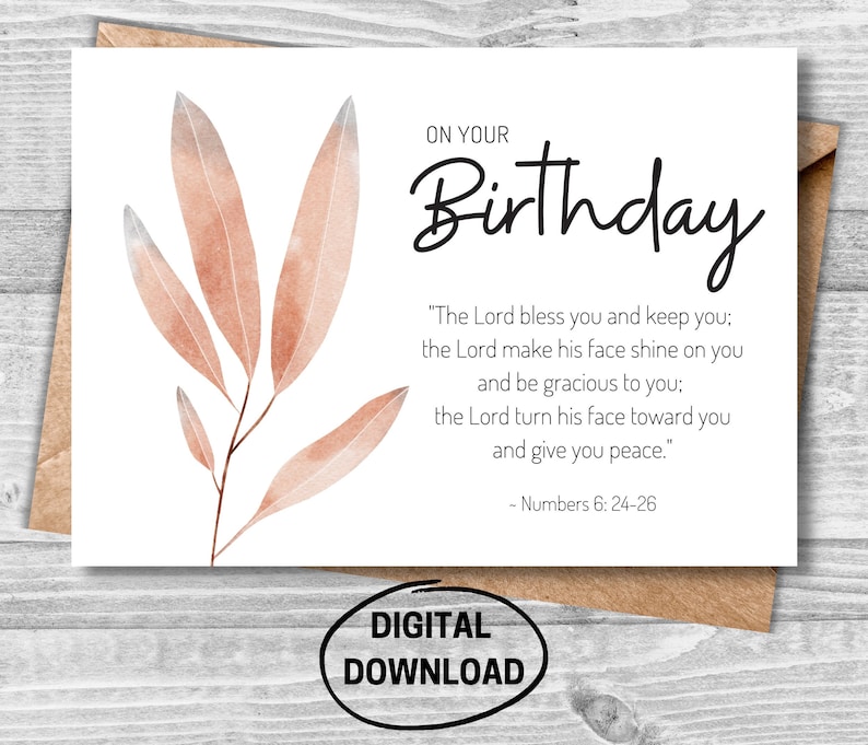Birthday Printable Card, Christian Verse Card, Bible Verse Printable ...