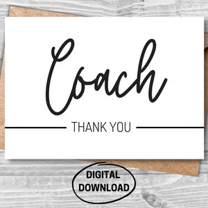 Coach Thank You Card, Coach Appreciation Card, Thank You Coach Card, Appreciation Card, Printable Thank You Card, Baseball Coach Card, Sport