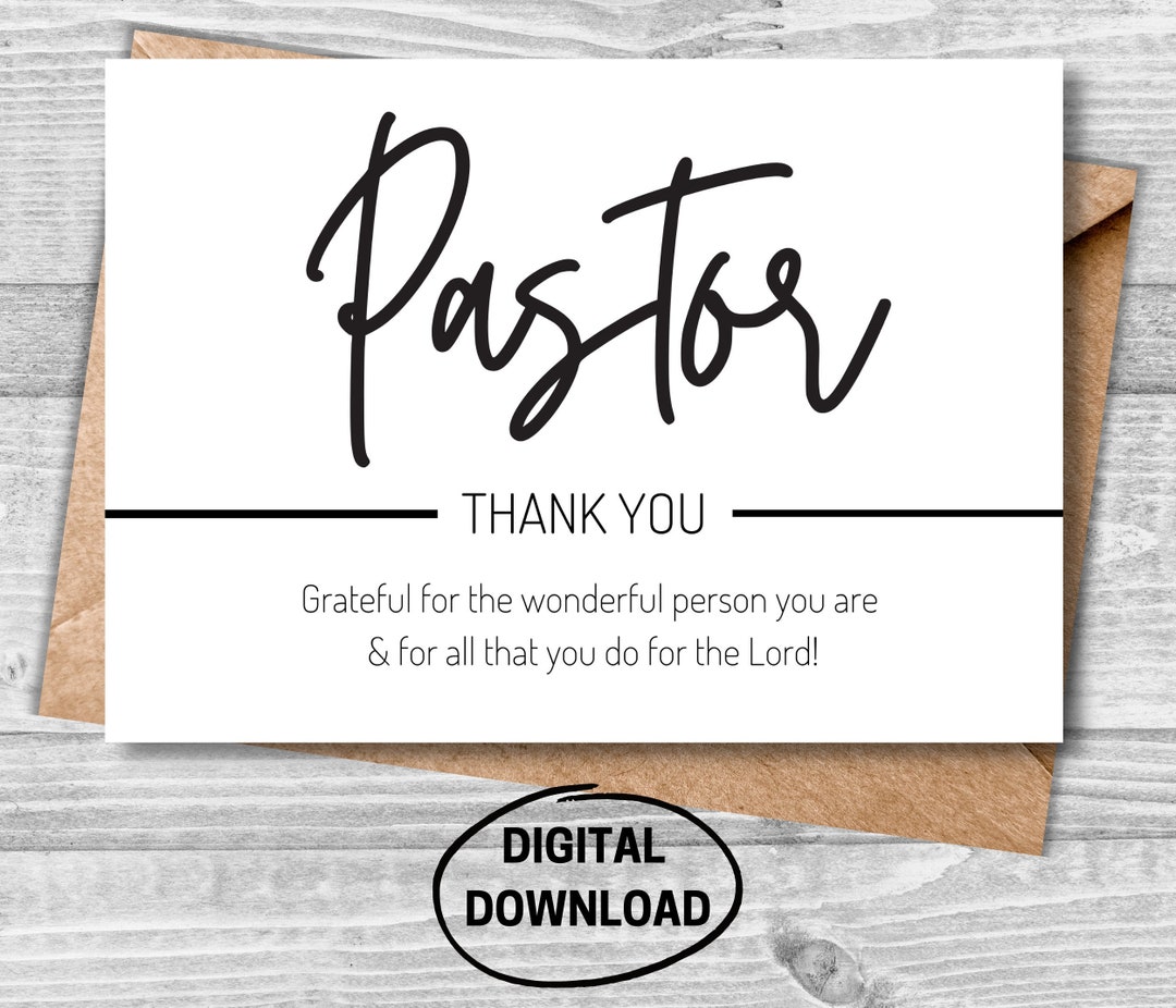 Pastor Printable Card, Thank You Card for Pastor, Printable Pastor Appreciation Card, Printable