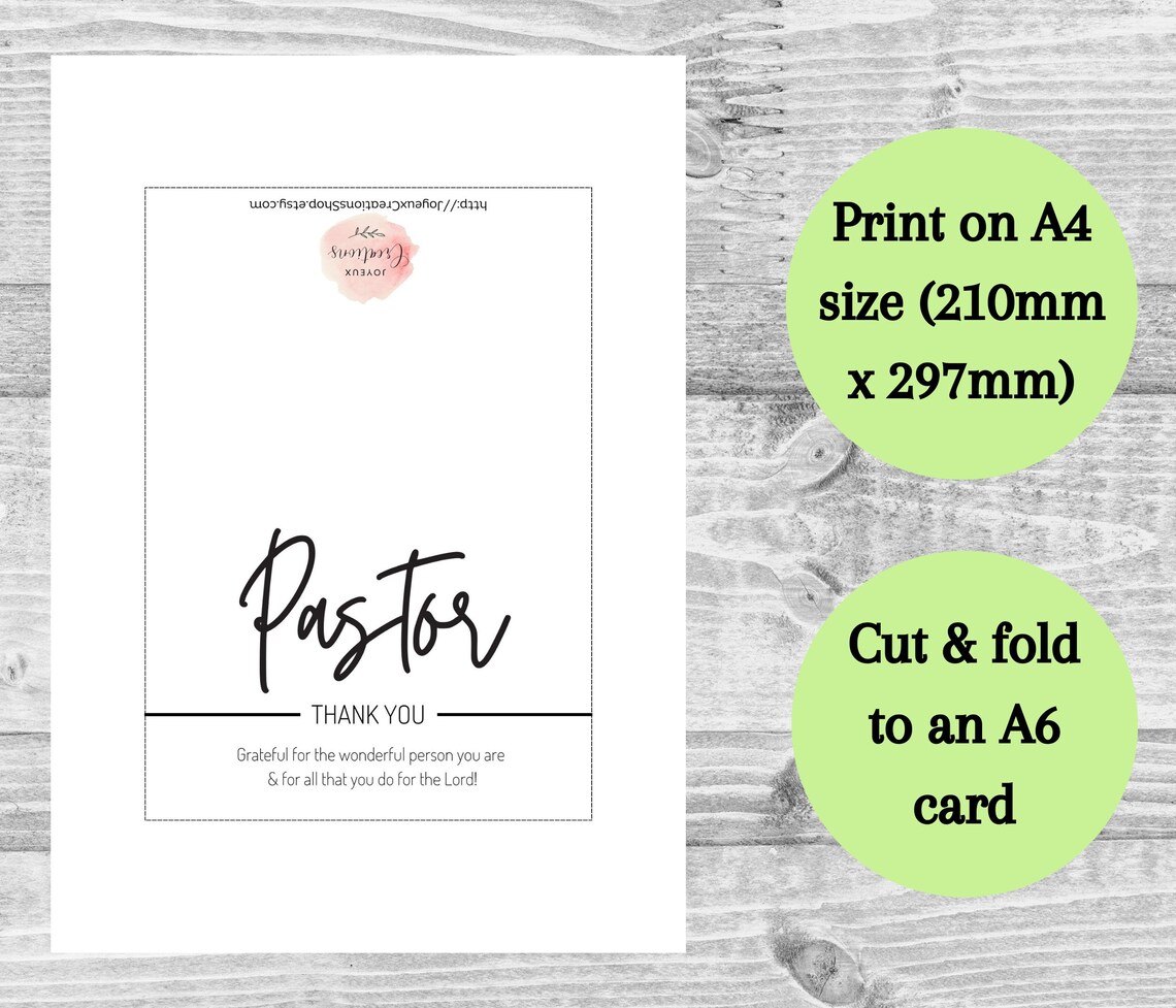 Pastor Printable Card, Thank You Card for Pastor, Printable Pastor ...