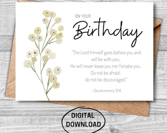 Printable Birthday Card Christian Bible Scripture Downloadable - Etsy
