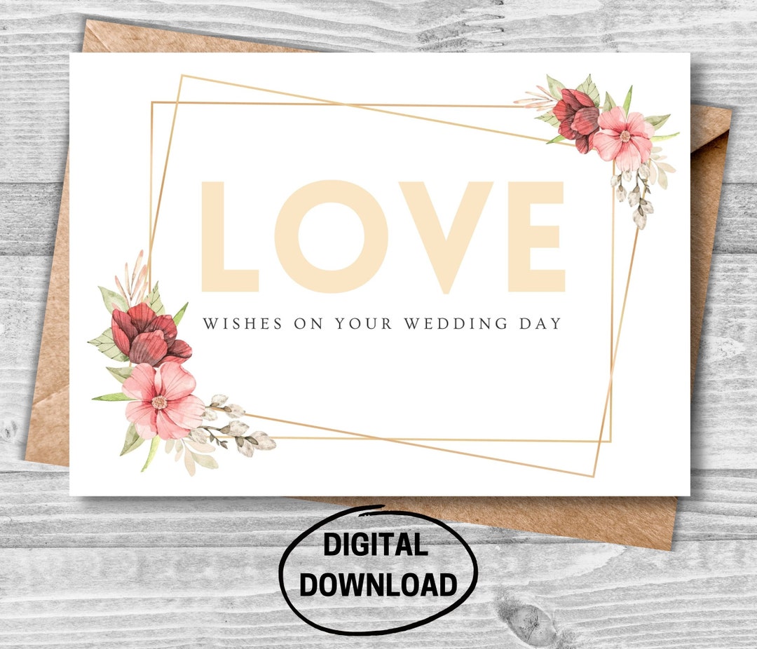 Wedding Card, Wishes for the Wedding Day, Printable Card, Printable ...