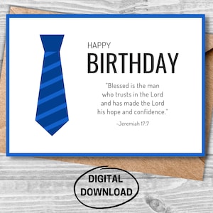 Birthday Printable Card, Christian Verse Card, Bible Verse Printable Card, Religious Birthday Card, Birthday Card for him, Card for him