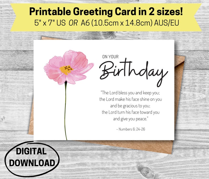 Birthday Printable Card Christian Verse Card Bible Verse Printable