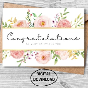 Gefeliciteerd, afdrukbare kaart, gefeliciteerd wenskaart, wenskaart, gefeliciteerd kaart downloaden, gefeliciteerd trouwkaart
