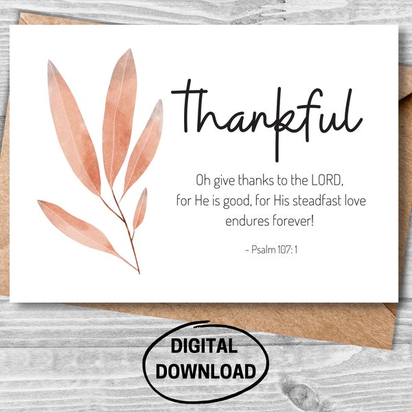 Christian Thank You Card, Religious Thank You Card, Thank You Printable Card, Printable Thank You Card, Thanksgiving Card