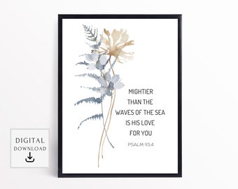 Christian Digital Art Print, Christian Verse Printable, Bible Verse Wall Art Printable, Scripture Verse Poster, Poster Print