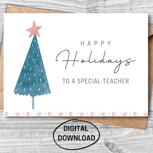 Lehrer-Weihnachtskarte, digitale Lehrer-Weihnachtskarte, druckbare Weihnachtskarte für Lehrer, druckbare Weihnachtskarte, Lehrer-Dankeschön