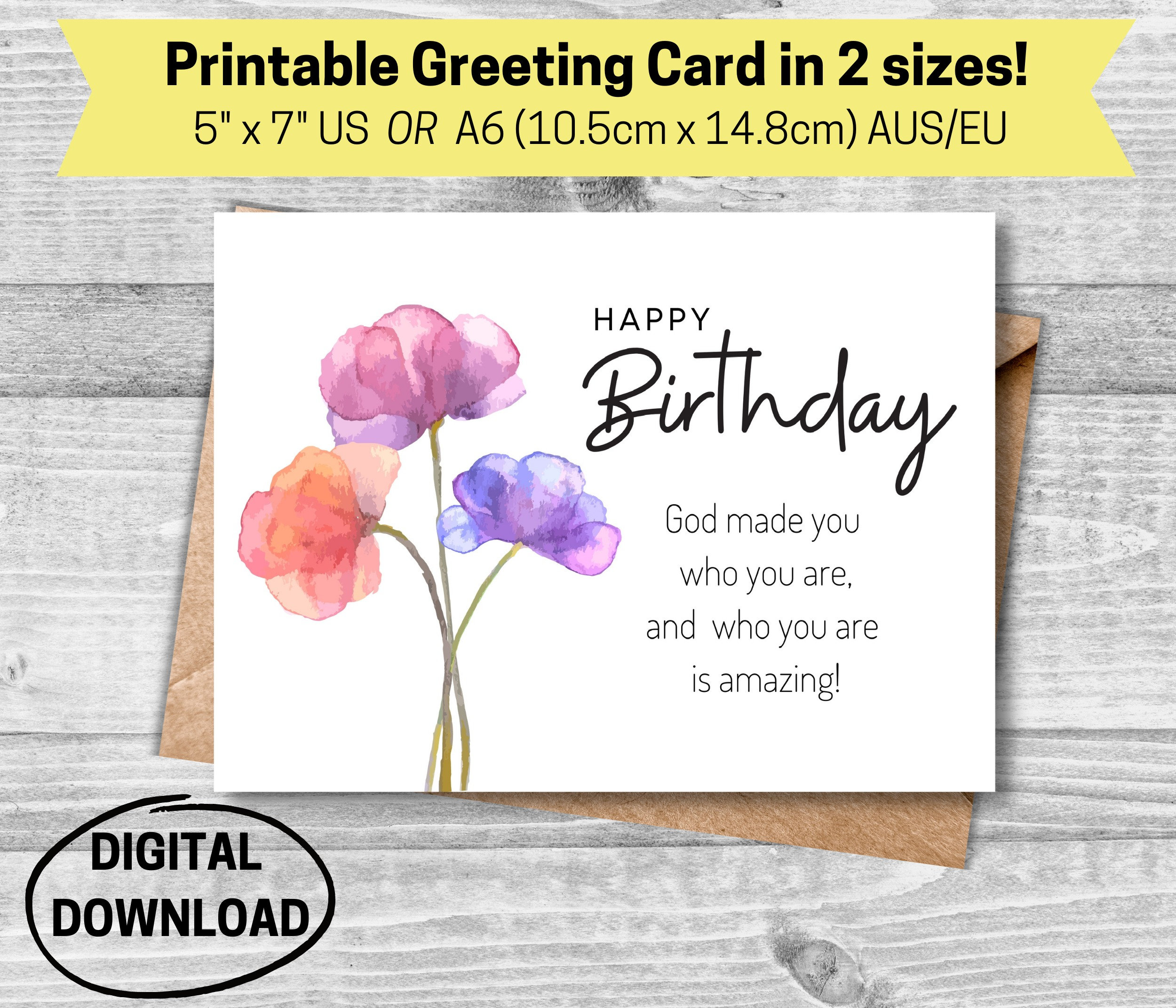 Birthday Printable Card, Christian Birthday Card, Printable Card for ...
