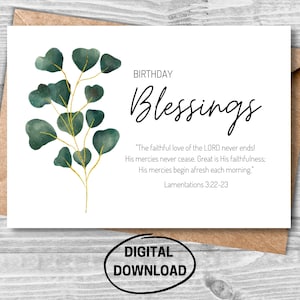 Afdrukbare verjaardagskaart, christelijke verskaart, afdrukbare bijbelverskaart, religieuze verjaardagskaart, Instant Download digitale verjaardagskaart