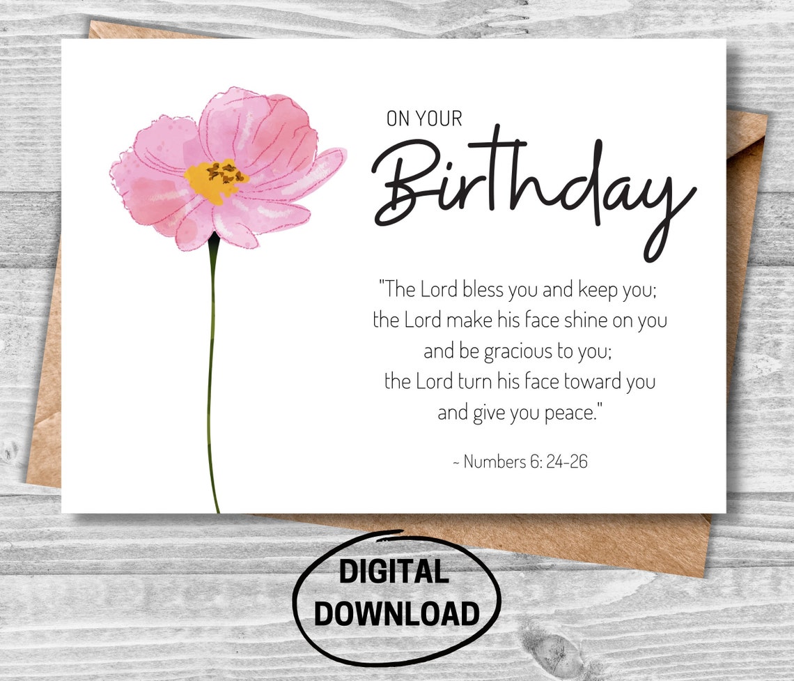 Birthday Printable Card Christian Verse Card Bible Verse Printable