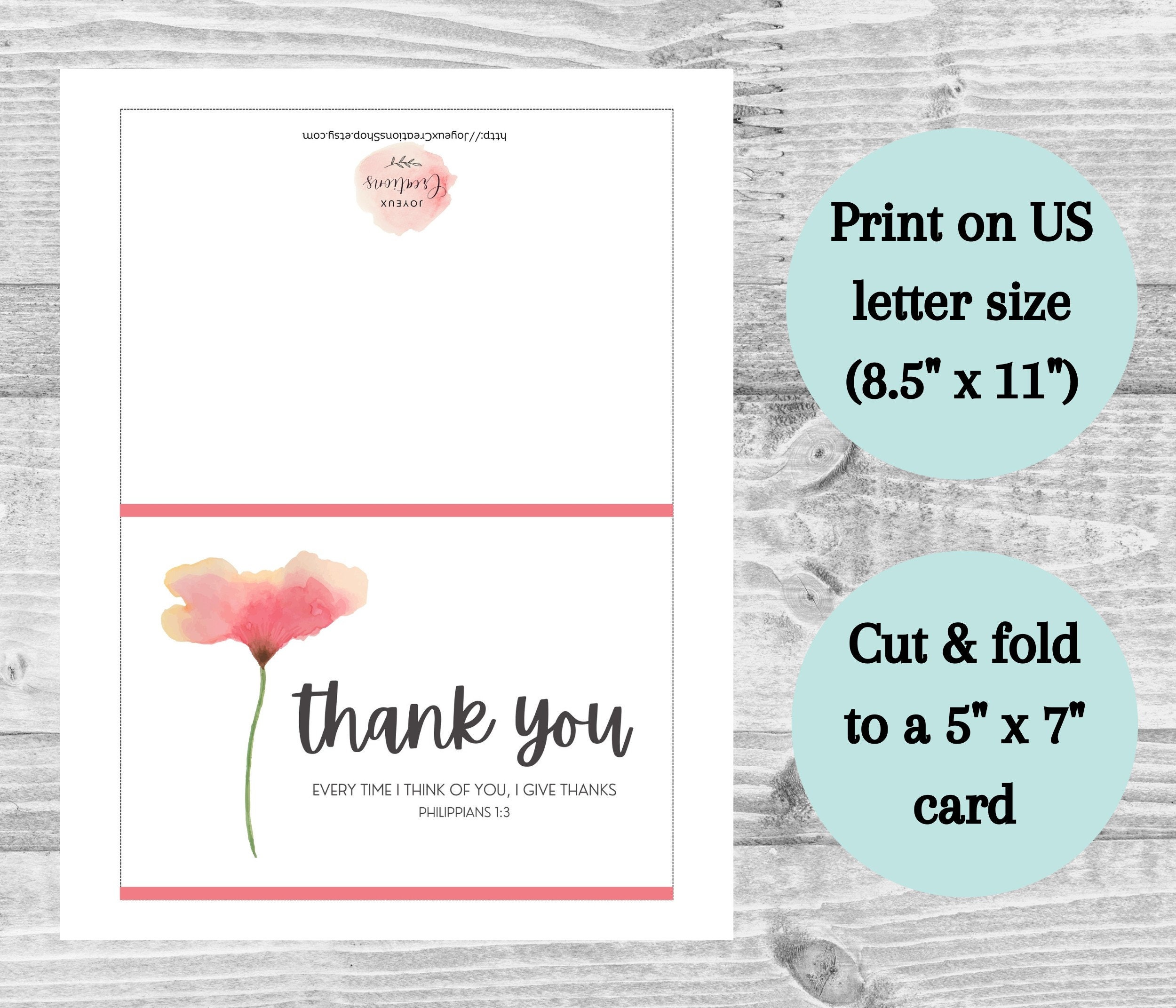 Christian Thank You Card, Religious Thank You Card, Thank You Printable ...