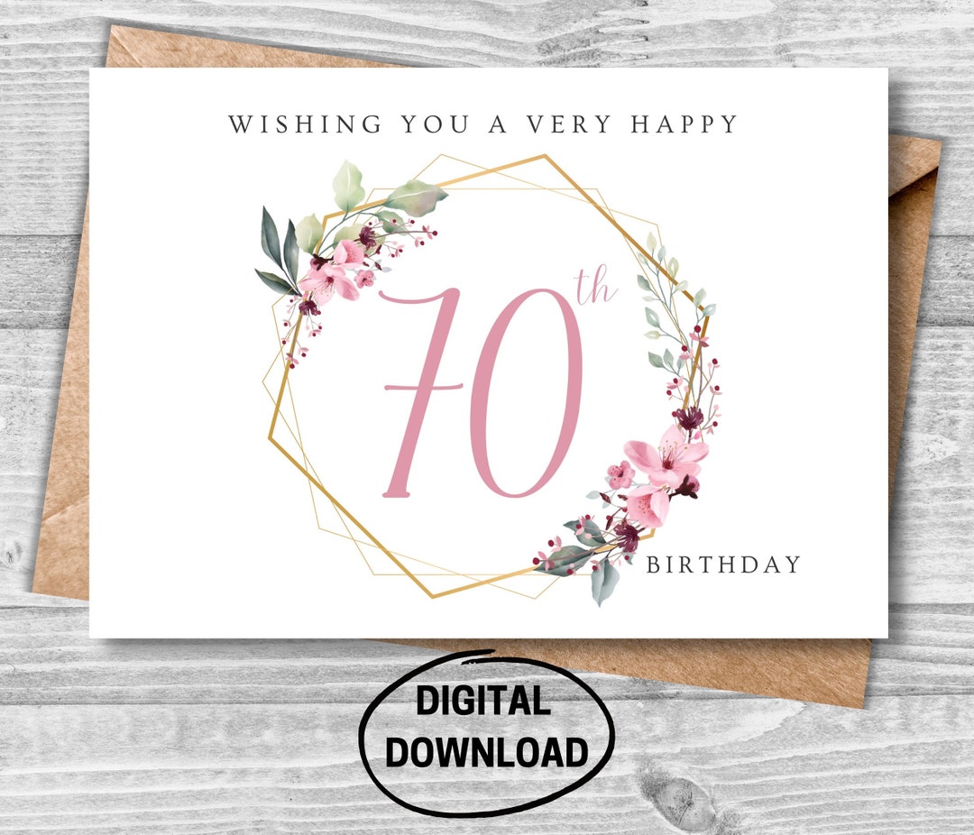 Milestone Birthday Card, 70th Birthday Card, Printable Birthday Card