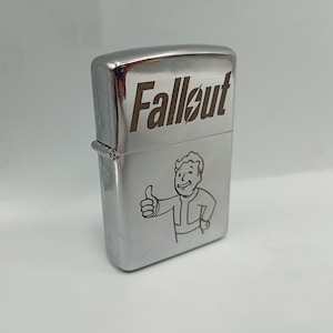 Fallout themed petrol lighter silver vault boy