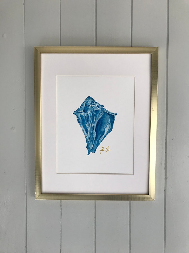Watercolor Conch Shell Print | Beach Wall Decor | Modern Watercolor Art ...