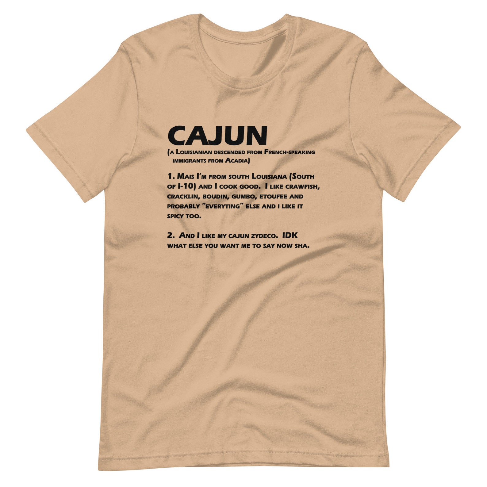 Cajun Definition Funny Louisiana Creole Unisex Tshirt Etsy